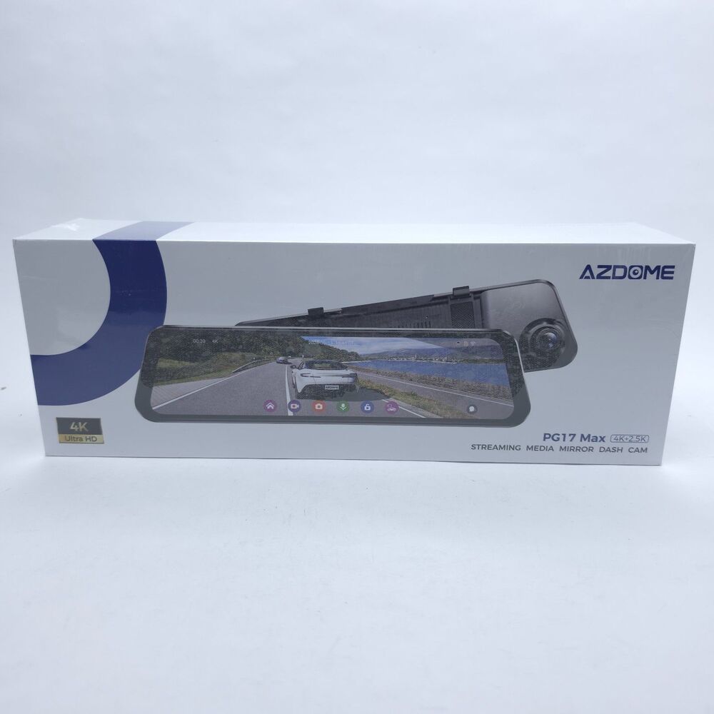 AZDOME 12" 4K+2.5K Rearview Mirror Dash Cam with ADAS, 64GB Card Included NEW